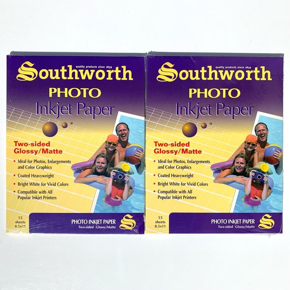 lot of 2 Southworth Two-Sided Glossy/Matte Photo Inkjet Paper 15 Sheets W31PC.